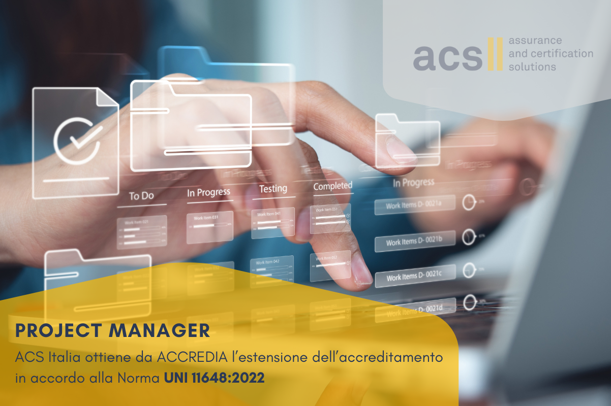 ACS Italia ottiene l'estensione dell'accreditamento per Project Manager secondo la Norma UNI 11648:2022